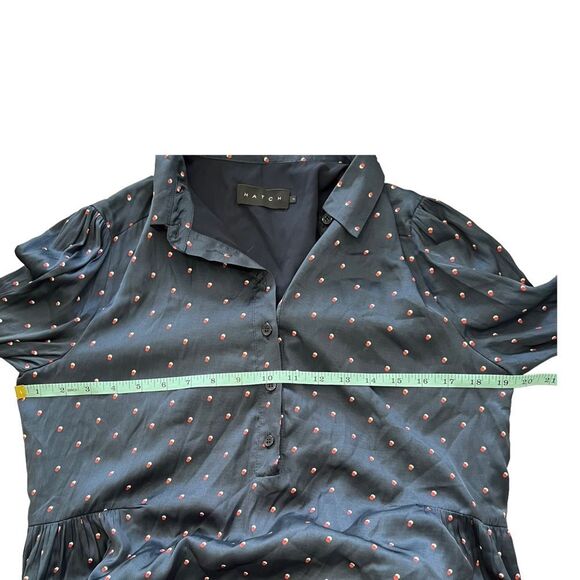 HATCH Satin Long Sleeve Polka Dot Navy Blue Maternity Shirt Dress Sz Small - Picture 7 of 11